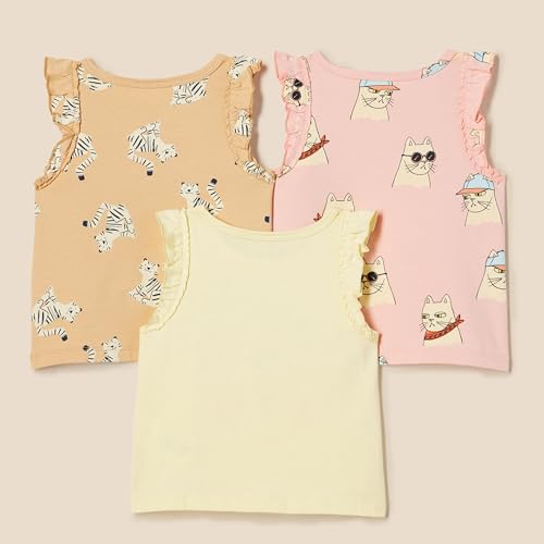 Amazon Essentials Girls and Toddlers' Ruffle Tank Tops, Pack of 33