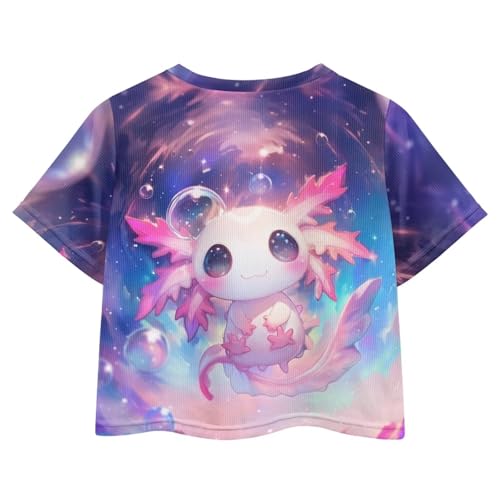 Image of Girls Fashion Crewneck Tee Shirts Casual Short Sleeve Crop Top Summer Outfits 5-14 Years Old