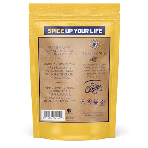 Gourmanity Select Organic Whole Cloves, Hand Picked in Sri Lanka for a Distinct Ceylon Aroma and Taste, Non GMO, Non Irradiated, Bulk 1lb Bag