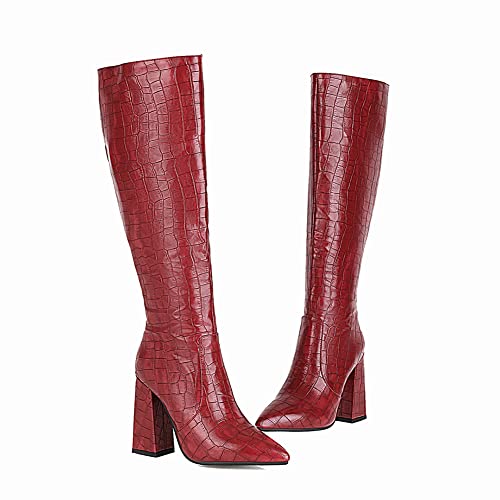 MRKEWUNEY Women Elegant Dress Boots Knee High Zipper Slim High Boots2