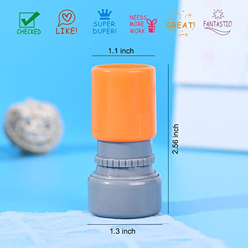 WAFJAMF Pack of 6 Sorted Teacher Stamp Teachers Self-Inking Rubber Stamps Teacher Review Photosensitive Colorful Behavior Stamper for Education