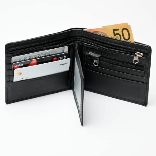 Mens Slim Genuine Leather Wallet RFID Blocking Bifold Black Brown Tan, BLACK, RFID Safe Bi-Fold Genuine Leather Wallet2
