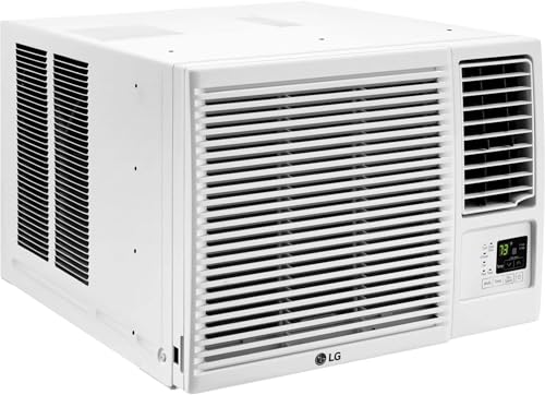 Image of LG 7,600 BTU Window Air Conditioner with Heat, 115V, Cools 330 Sq.Ft. for Bedroom, Living Room, Apartment, with Remote, 2 Speeds, Slide In-Out Chassis, 24-hour Timer, White