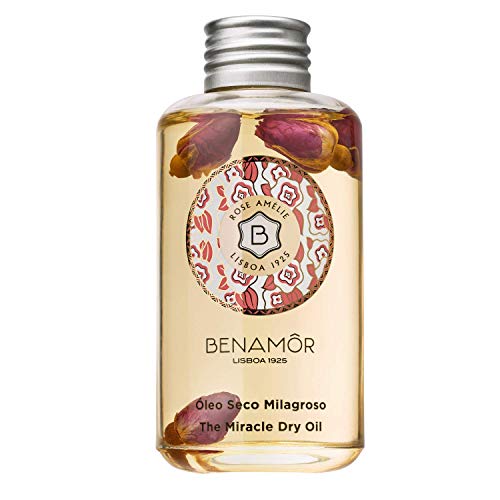 Benamôr Rose Amélie Miracle Dry Oil | Hand Picked Rosehip Face and Body Oil | Rose Oil with Argan, Sunflower and Sweet Almond Oil for Face, Body and Hair | Moisturizer Treatment for Normal to Dry Skin
