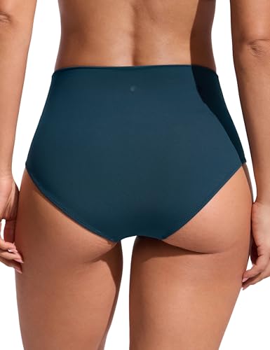 Image of CRZ YOGA V-Shaped High Waited Bikini Bottoms | Mid Cut Leg, Medium Bum Coverage, Cross Front, Swim, Bathing Suit Briefs for Women