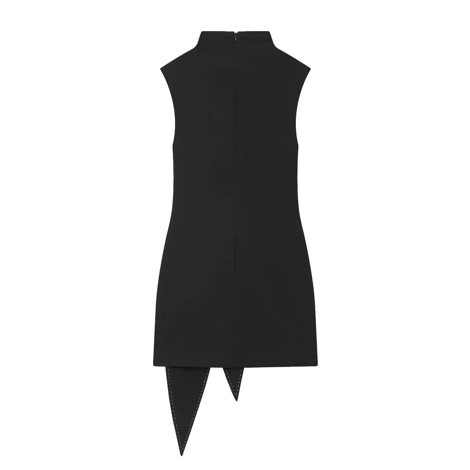 Vestido Corto para Mujer Moda de otoño Invierno con Costuras hacia atrás con Camiseta con Cremallera Ropa de Noche Francesa Chic Femenina
