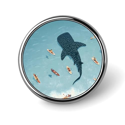 Broche ronde requin-baleine des Maldives, badge en métal, bijou unisexe