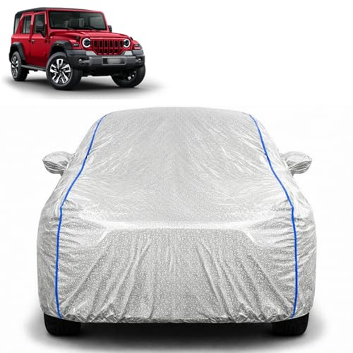 Image of Waterproof Car Cover for Mahindra Thar Roxx | All Weather Protection | UV Resistant & Dustproof | Soft Cotton Lining to Prevent Scratches | Triple Stitched with Mirror Pockets & Elastic Hem
