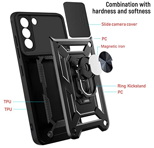 Image of Generic Gizzo India Armor Case Compatible With Samsung S21 Fe 5G|Military Grade Protection|Magnetic Stand 360|Camera Protection|Anti-Scratch|Anti-Fingerprint|Multi-Layer Protection (Black)-Tpu+Plastic