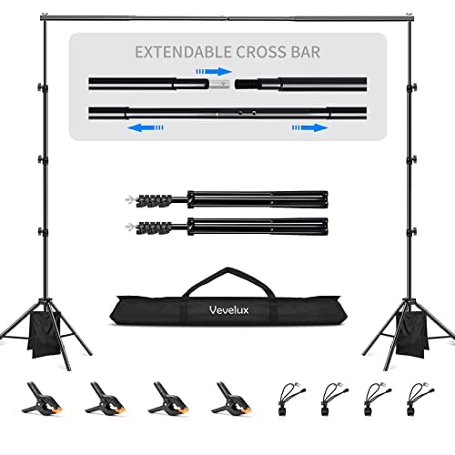 Kit Supporto Per Sfondo OMBAR 2.6x3m – Regolabile In Altezza E Larghezza, Con 4 Morsetti, 2 Sacchi Di Sabbia E Borsa Trasporto