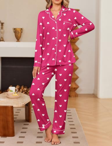 Ekouaer Women's Pajama Sets Button Down Long Sleeve Top & Pants Sleep sets - image 3