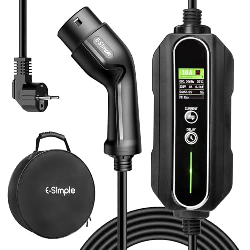 E-S1mple Typ 2 Ladekabel Schuko 3,68kW | 6-16A |, 5.5M, 1-phasig, Ladekabel Elektroauto Typ 2 Schuko EV Ladegerät für für Elektroautos IEC 62196-2 PHEV/EV