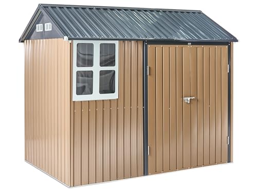Cobertizo de jardín 248 x 161 cm de Acero con Cierre de Perno Resistente a los Rayos UV Impermeable marrón Nocciano