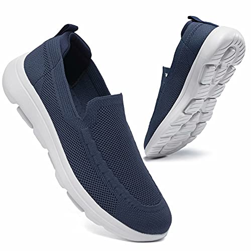 konhill Men's Walking Shoes Slip on Loafers- Mesh Casual Tennis Sneaker Breathable Shoes