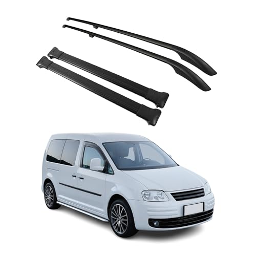 Kit de barras de techo para VW Caddy 3 2003-2015 L2 Distancia entre ejes larga de aluminio negro 4X