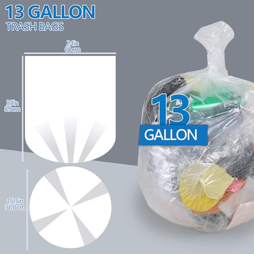 Hespama 13 Gallon Clear Trash Bags, 9 Rolls Garbage Bags, 225 Counts in Total - Image 2