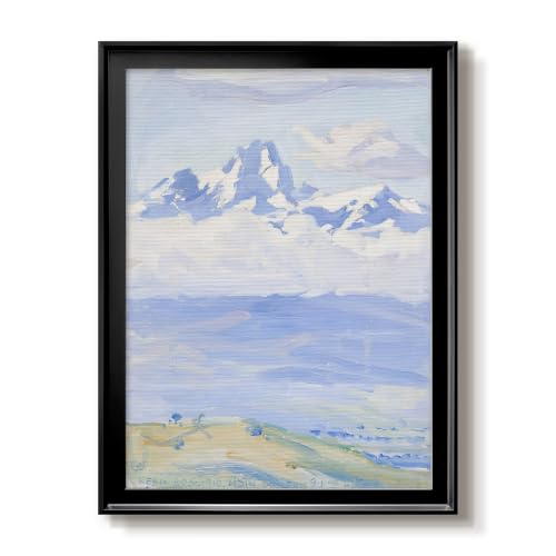 Akseli Gallen-Kallela | Snowy Mountain Peaks | Black Framed Canvas | GAL101