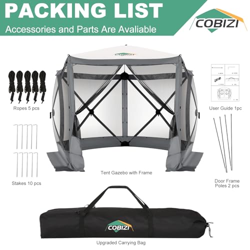 Image of COBIZI 10x10 FT Pop up Gazebo, Popup Canopy Tent,Instant Screened in Gazebos, Waterproof Portable Outdoor Small Screen Tents Sun Shelter,carpas para Patio for Camping, Garden and Backyard,Gray
