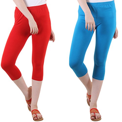 Image of DIAZ Women's Cotton Plain Half Length Capri | Nightwear Pyjama | 3 /4th Solid Pyjama Pant | Casual wear & Lounge Wear Capri Combo (Pack of 2)