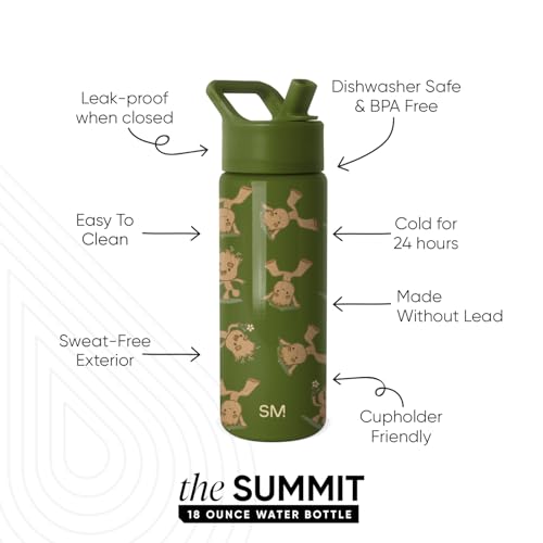 Image of Simple Modern Kids Summit Water Bottle with Straw Lid | Marvel 18oz Stainless Steel Cup Insulated Tumbler for Boys, Girls, School | I Am Groot