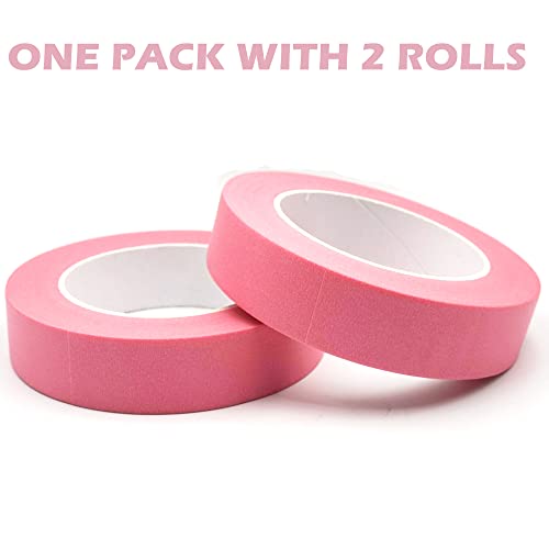 Image of 2 Pack Pink Painters Tape 1 inch Wide, Masking Tape 1 inch X 55 Yards X 2 Rolls, Pink Paper Tape for Arts DIY Crafts Painting Labeling Decoration School Projects Home Office