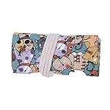 DINESA Leinwand Bleistift Wrap, Reise Zeichnung SüßE Katze Bleistift Roll Veranstalter für KüNstler, Bleistift Beutel Fall Inhaber für Buntstifte (Kein Bleistift Enthalten) (36-LöCher)