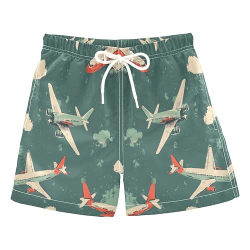 Jucciaco Boys Swim Trunk Quick Dry Beach Board Shorts Airplane Aircraft Sky Flying Swimwear for Kids Multicolor