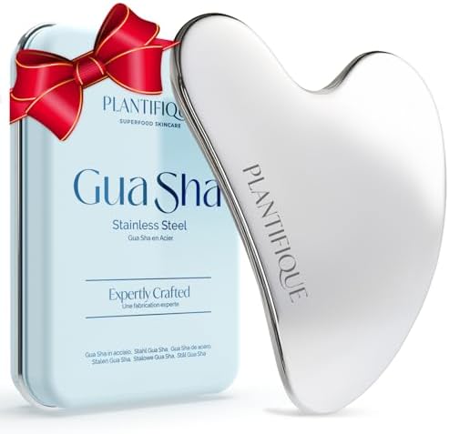 PLANTIFIQUE Gua Sha de Acero Inoxidable - Piedra Gua Sha Facial y...