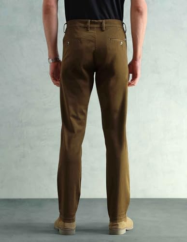 Image of Arrow Sport Men Slim fit Cotton SolidMid Rise waistTrousers