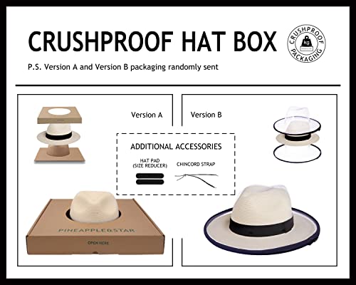 Pineapple&Star Sun Straw Fedora Beach Hat Fine Braid UPF50+ for Unisex3