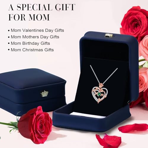 Iefil-Christmas-Gifts-for-Mom-Mom-Birthday-Gifts-Mom-Personalized-Gifts-Mothers-Day-Valentines-Day-Gifts-for-MomBonus-MomNew-MomMother-in-law-925-Sterling-Silver-Rose-Heart-Birthstone-Necklace