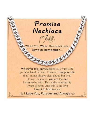 UNGENT THEM Promise Necklace Men Anniversary I Love You Gifts for Him Boyfriend Birthday Valentines Christmas Meaningful Romantic Sentimental Gifts for BF Husband Ideas