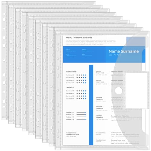 22 Stück Dokumententasche A4 Caianwin Wasserdichte Sammelmappe 11 Löcher Folie Ordner Klett Organizer Dokumente für Schule Haus Büro und Reisen