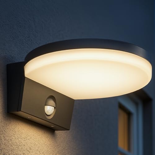 Miratic Außenlampe mit Bewegungsmelder IP65 3000K Breiter Abstrahlwinkel über 80 Grad Effiziente Aussenlampe Wand für Sicherheit und...