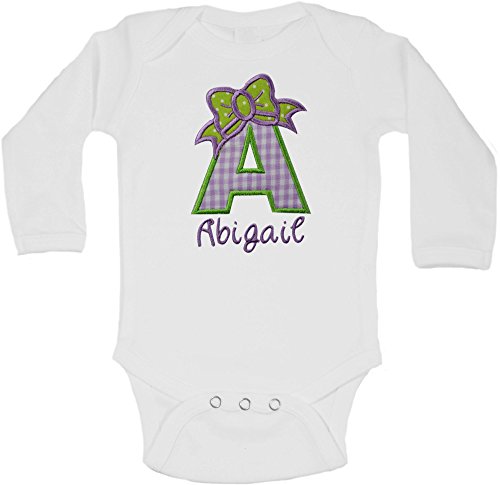 Baby Girl Embroidered INITIAL Bodysuit Personalized with Your Custom Name