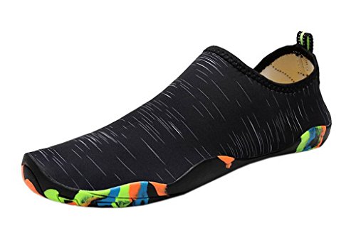 COMVIP Badeschuhe Aquaschuhe Strandschuhe Schwimmschuhe Wasserschuhe Surfschuhe(Größe 28-46) für Damen Herren 43EU Schwarz Cover