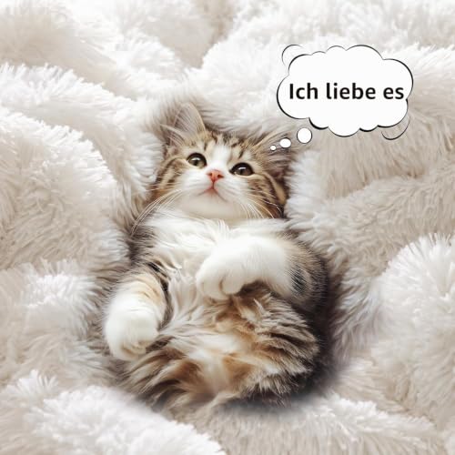 Sacebeleu Kissenbezug 80x80cm 2er Set Plüsch Biber Flanell Flauschig Zierkissenbezug Kissenhülle Doppelpack Weiß Creme Winter… – Ansicht 4