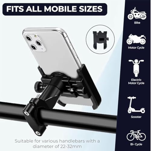 Image of Adjustable Bike Phone Holder Bracket, Universal Mount, Fits Phones 60mm-100mm Wide
