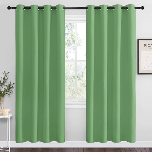 Image of NICETOWN Froest Green Blackout Curtains 78 inches Length for Living Room, 2 Panels, 55 inch Wide, Thermal Insulated Decoration Drapes for Bedroom Window