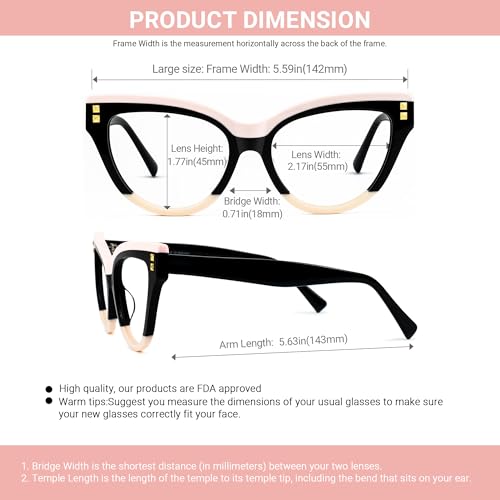Image of VOOGLAM Stylish Oversize Cat-eye Blue Light Glasses for Women Anti Eyestrain Dry Eyes Eyewear Kornegay