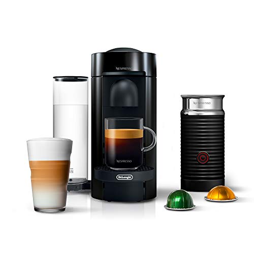 Nespresso VertuoPlus Coffee and Espresso Machine by De’Longhi with Milk Frother, Ink Black