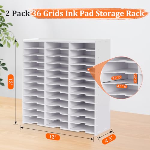 Image of Krafetto 2 Pack 36 Grids Ink Pad Storage Rack, Wall-mountable Stamp Pad Organizer Holder Compatible with Standard Size Ink Pads(Grid Size 4.1 inch W x 3.9 inch D x 0.9 inch H)