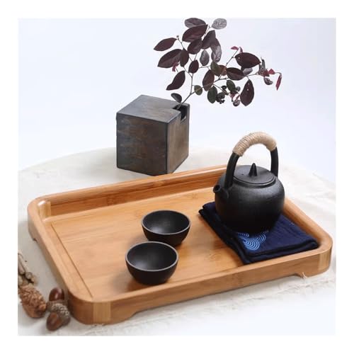 LICONG-2020 Serving Tray Home Bamboo Tray Rectangular Tea Tray Fruit Cake Friend Gathering Tea Cup Tray Home Water Cup Placement Tray Decorative Tray - Image 6