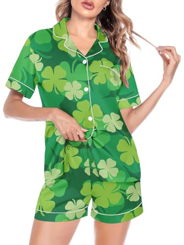 St Patrick's Day Pajamas for Couples Set Button Down Pajamas Sleepwear Loungeware Sets2