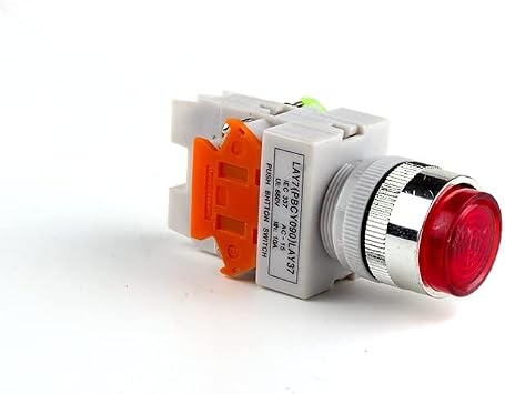22mm LAY37-11DN/DZ with Lamp Push Button Switch Self-Locking/Latching/Self-Reset/Momentary NO/NC 12V 24V 36V 48V 110V 220V 380V Color Red, Size SELF-Locking_36V