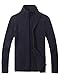 AOLI RAY Herren Strickjacke Stehkragen Cardigan mit Reißverschluß und Taschen Feinstrike Pullover Navy Blau XL