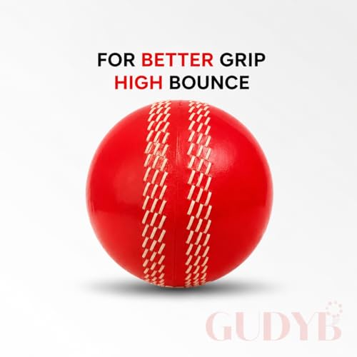 Image of T-20 Synthetic Cricket Ball Match Practice Training | Practice Cricket Ball | Wind Balls | Swing Ball | Indoor & Outdoor Street & Beach Cricket (Red, Pack of 1)