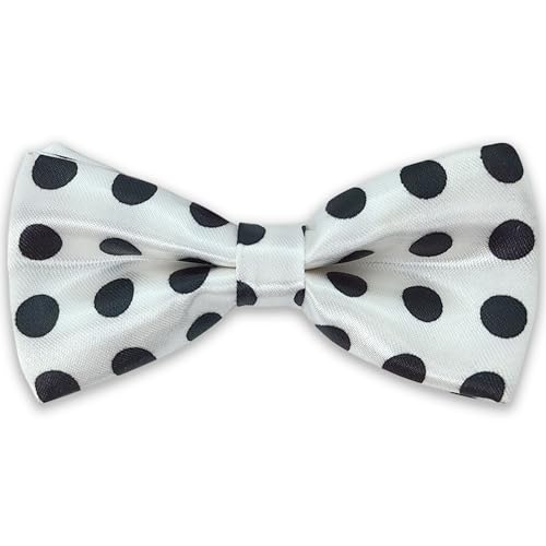 SYAYA Polka Dot Pre Tied Toddler Bow tie, Baby or Child & Kids Clip On Bowtie For Little Boy Birthday or Easter Day B-B-BT5 (White with black dots)