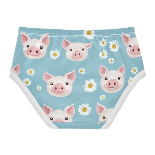 Wusikd Cute Pigs Daisy Girls' Underwear Cotton Flowers Blue Girls Briefs Soft Toddler Underwear 2T2