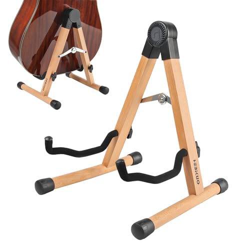 GOGHOST Wooden Acoustic Guitar Stand A-Frame Folding with Padding